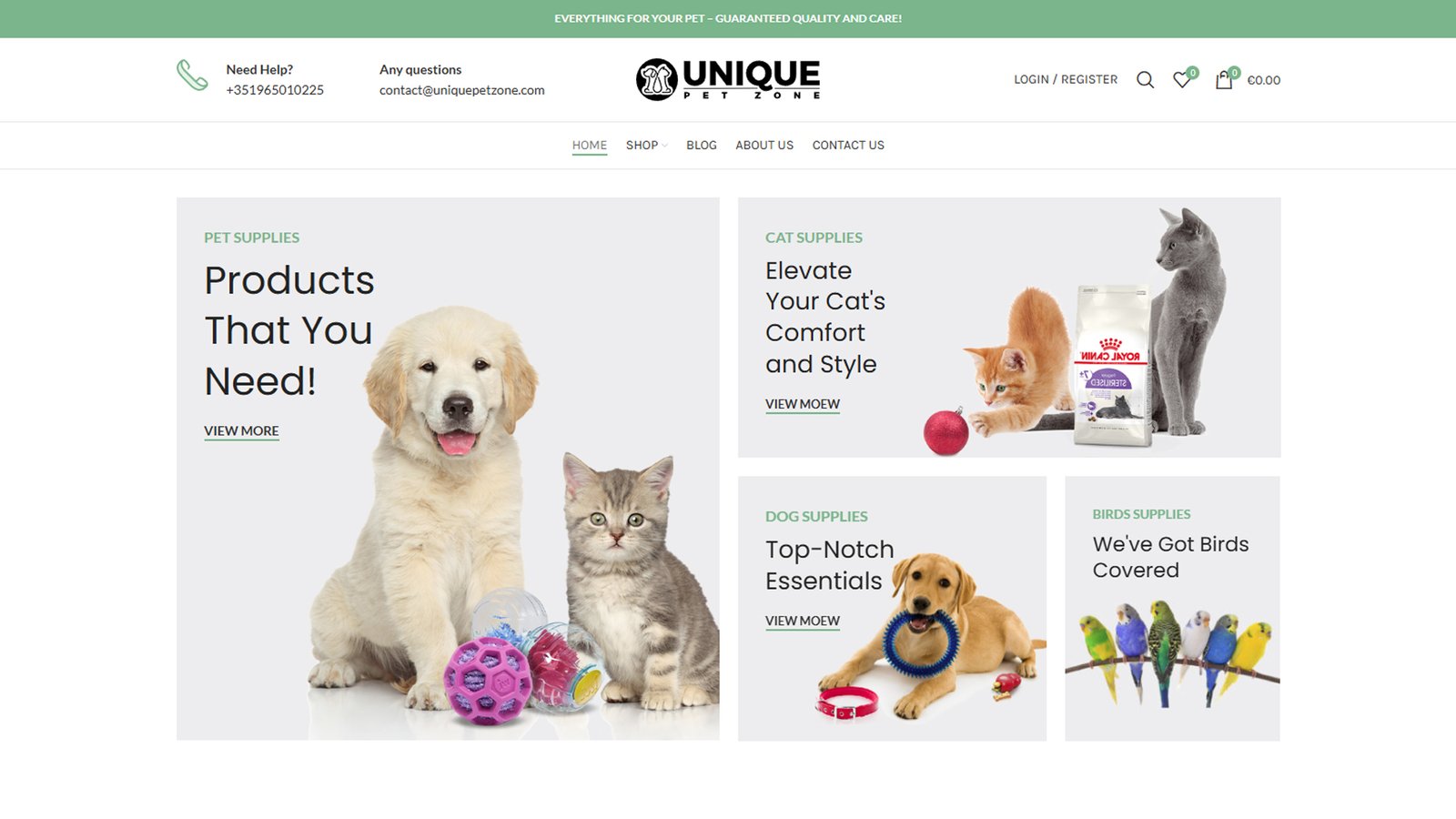 Unique Pet Zone E-Commerce Platform Development